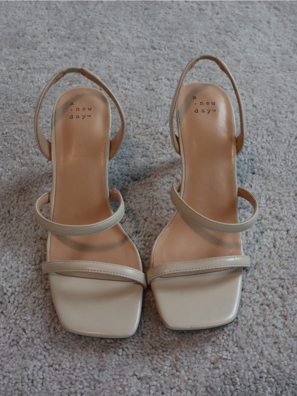NWOT Strappy Square-Toe Sandal in Beige